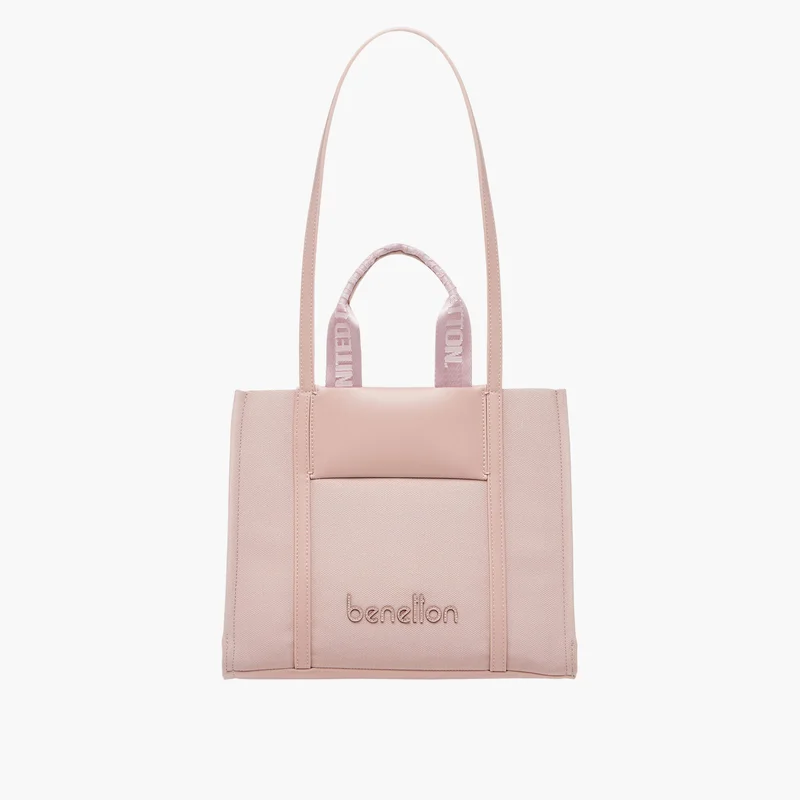 يونايتد كولورز أوف بينتيون Textured Pink Tote Bag for Women